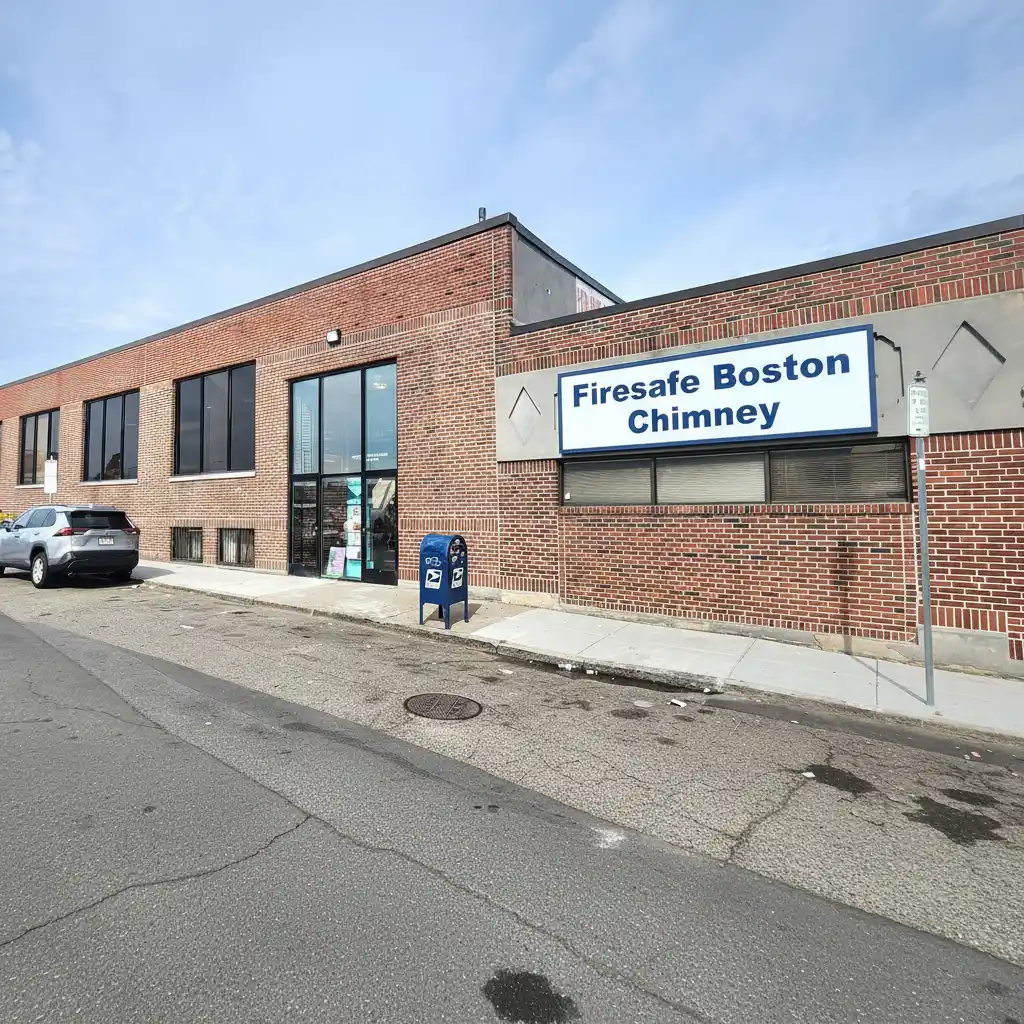 Firesafe Boston Chimney office building exterior with company signage at 464 Bremen St, Boston